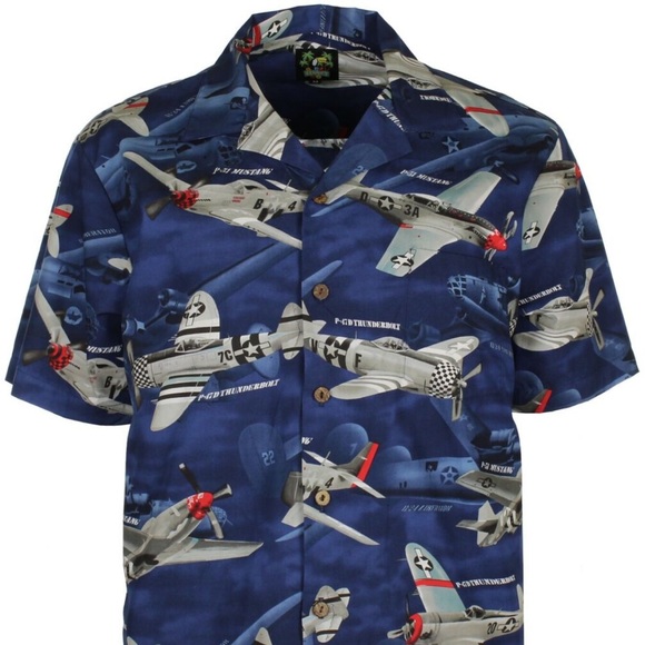 Benny's USA Fighter Planes Men's Hawaiian Shirt 2XL 100% cotton - Picture 3 of 10